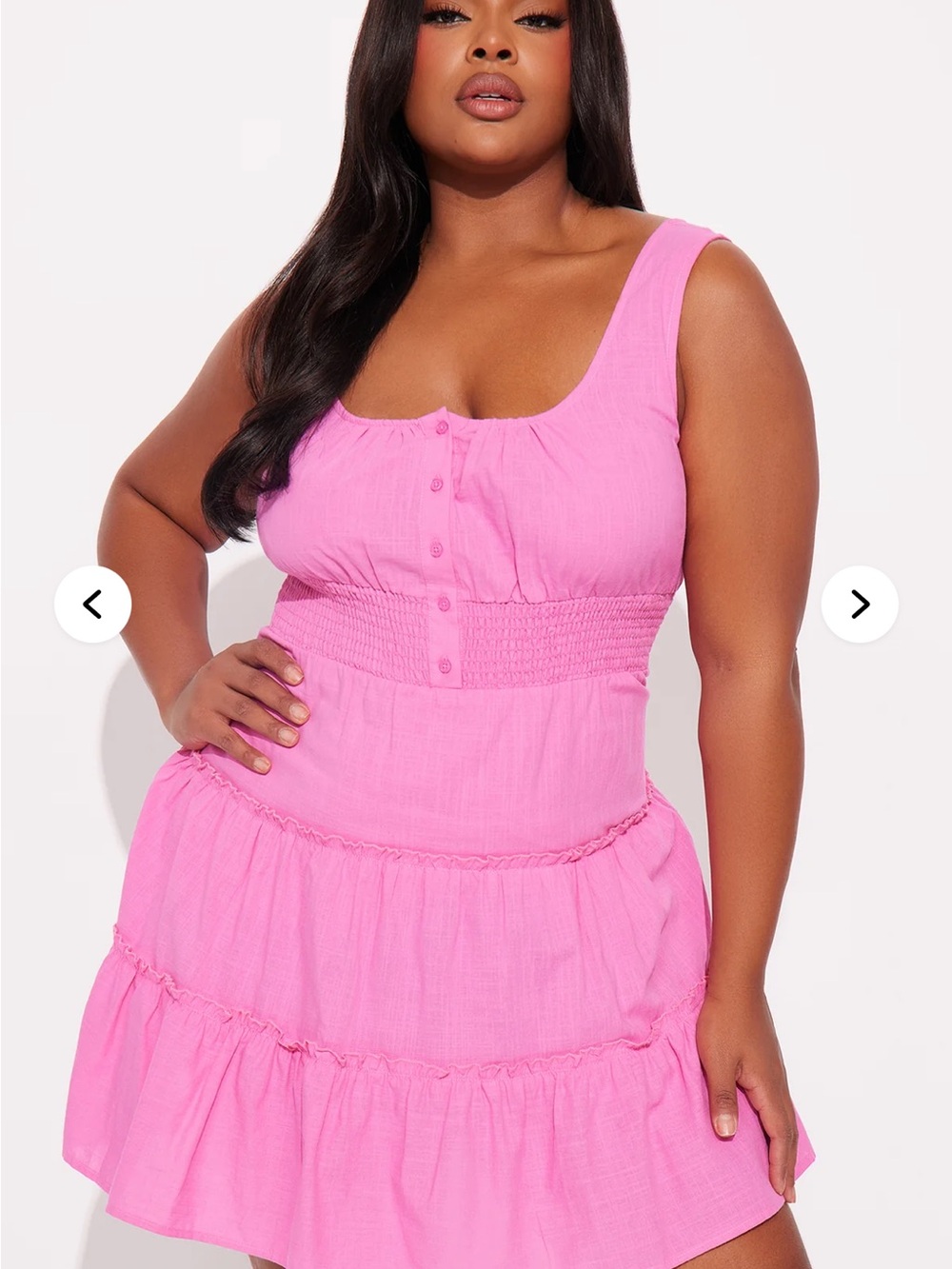 Fashion Novs Pink LinenTiered Button Front Mini Dress Size 1X New! - Picture 4 of 8